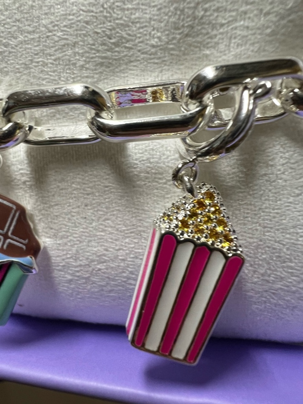 Silver Chain Charm Bracelet with Movie-Themed Enamel Charms - Picture 4 of 6